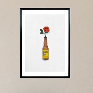Wall Art | Gift Idea | Decoration | Red or Yellow Rose in Bottle